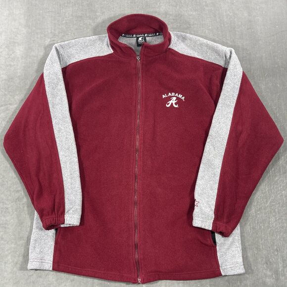 Starter Alabama Crimson Tide Men’s Large Red Gray Full Zip Fleece Jacket - Picture 1 of 9